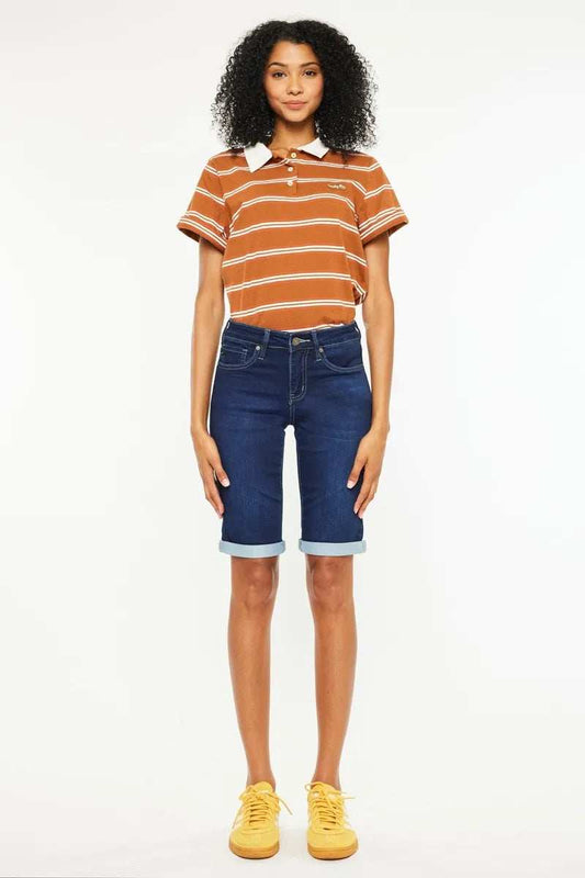 Kancan Mid Rise Bermuda Denim Shorts - Trendsi - Flyclothing LLC