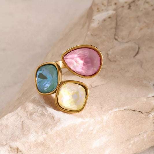 Triple Rhinestone Bypass Ring - Trendsi - Flyclothing LLC