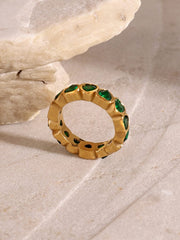 18K Gold-Plated Inlaid Zircon Ring - Trendsi
