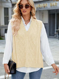 Cable Knit V-Neck Sweater Vest - Trendsi - Flyclothing LLC