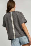 Umgee Full Size Mineral Wash T-Shirt with Lace Applique Plus Size - Trendsi - Flyclothing LLC