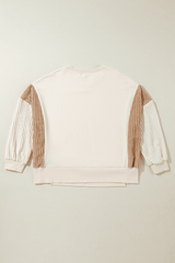 Slit Color Block Long Sleeve Sweatshirt - Trendsi - Flyclothing LLC