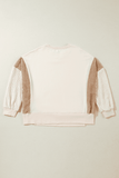 Slit Color Block Long Sleeve Sweatshirt - Trendsi - Flyclothing LLC