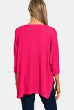 Zenana V-Neck High-Low Jacquard Knit Top - Trendsi - Flyclothing LLC