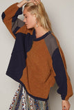 POL Color Block Half Zip Dropped Shoulder Sweatshirt - Trendsi