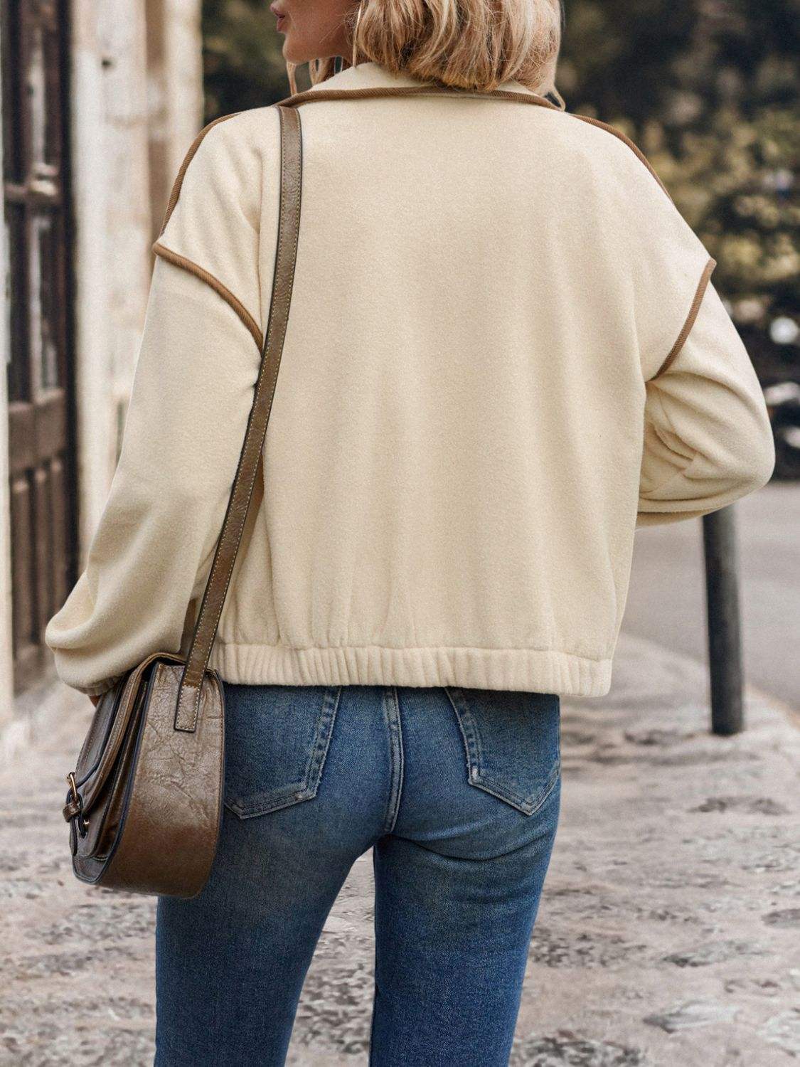 Perfee Zip Up Dropped Shoulder Polar Fleece Jacket - Trendsi - Flyclothing LLC