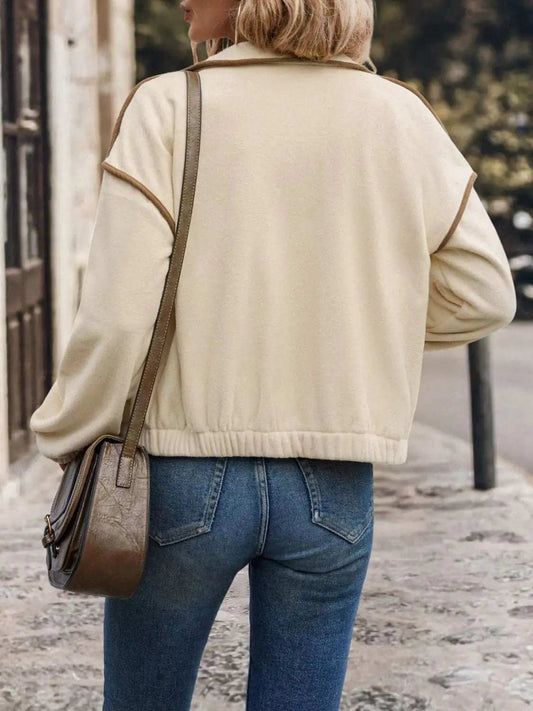 Perfee Zip Up Dropped Shoulder Polar Fleece Jacket - Trendsi - Flyclothing LLC