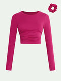 Round Neck Long Sleeve Cropped T-Shirt - Trendsi - Flyclothing LLC