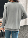 Round Neck Dropped Shoulder Long Sleeve T-Shirt - Trendsi