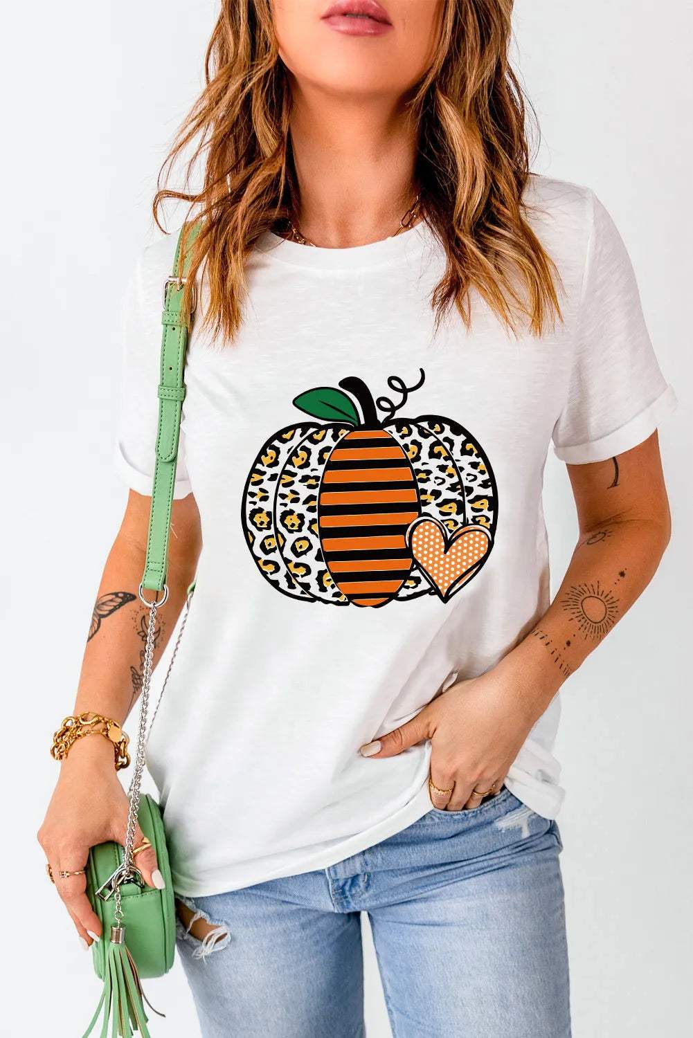 Pumpkin Graphic Round Neck Short Sleeve T-Shirt - Trendsi - Flyclothing LLC