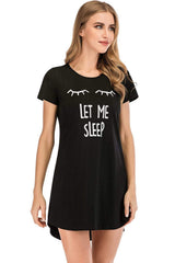 Graphic Round Neck Short Sleeve Lounge Dress - Trendsi - Flyclothing LLC