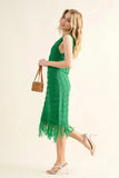 And The Why Checkerboard Drop-Needle Fringe Sleeveless Dress - Trendsi