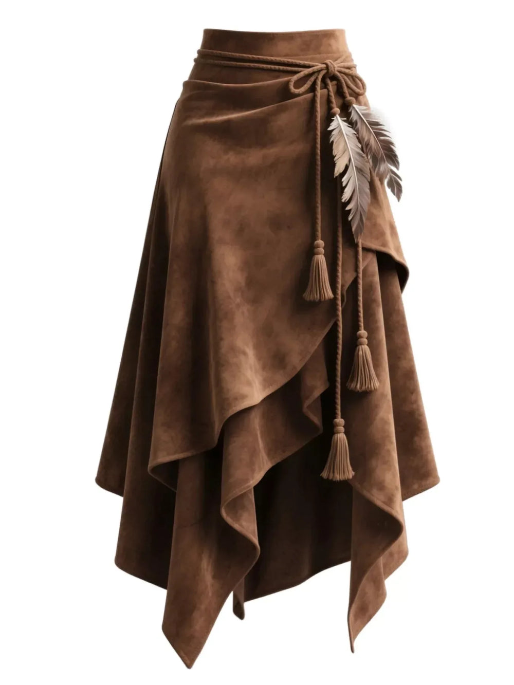 Full Size Tassel Suede Asymmetrical Skirt Plus Size - Trendsi - Flyclothing LLC
