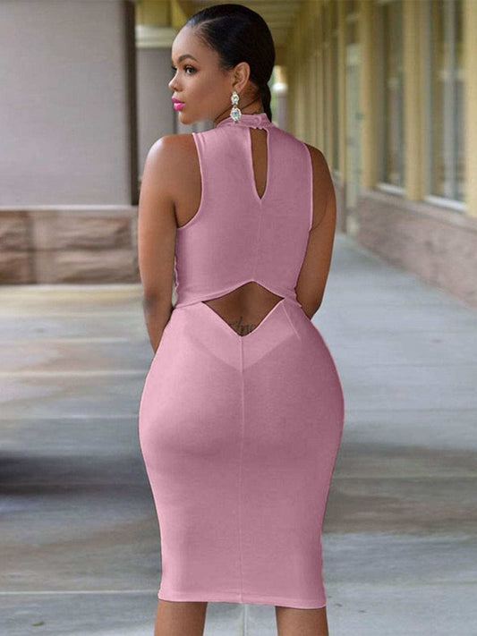 Cutout Mock Neck Sleeveless Dress - Trendsi - Flyclothing LLC