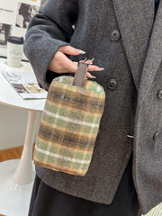 Contrast Plaid Clutch with Zipper - Trendsi