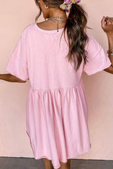 Round Neck Half Sleeve Mini Dress - Trendsi - Flyclothing LLC