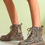 Animal Print Lace-Up Ankle Boots - Trendsi - Flyclothing LLC