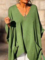 Ribbed Hem V-Neck Sweater - Trendsi - Flyclothing LLC