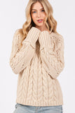 SAGE + FIG Cable-Knit Long Sleeve Sweater - Trendsi