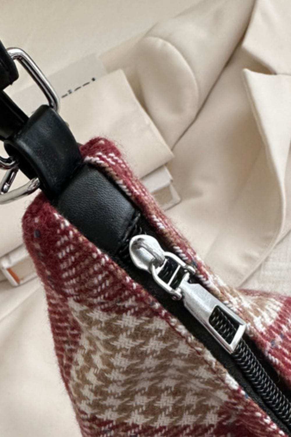 Plaid Adjustable Strap Handbag - Trendsi - Flyclothing LLC