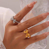 Twisted Titanium Steel Bow Ring - Trendsi - Flyclothing LLC