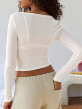 Notched Long Sleeve T-Shirt - Trendsi - Flyclothing LLC