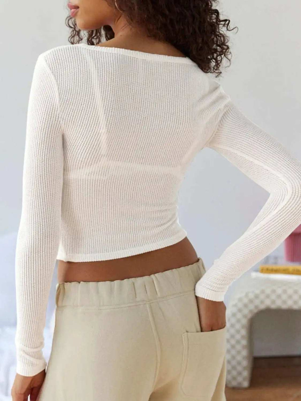 Notched Long Sleeve T-Shirt - Trendsi - Flyclothing LLC