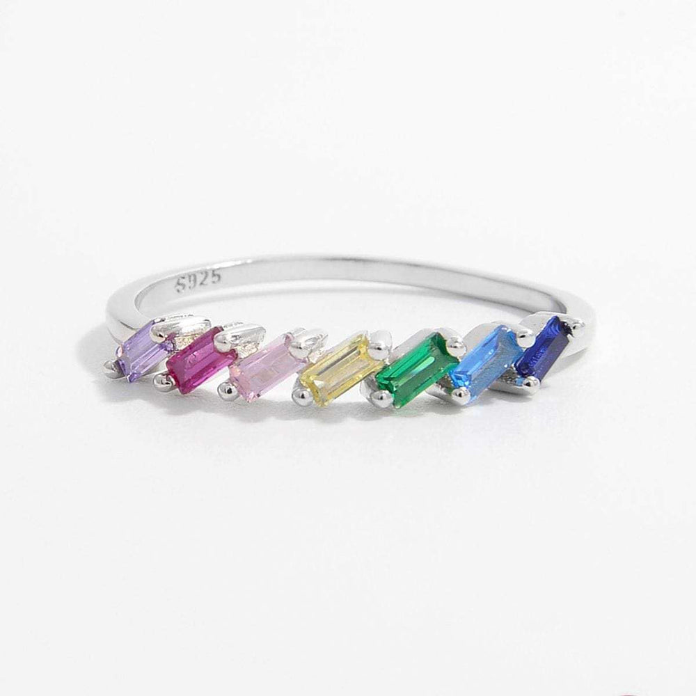 925 Sterling Silver Contrast Zircon Ring - Trendsi - Flyclothing LLC