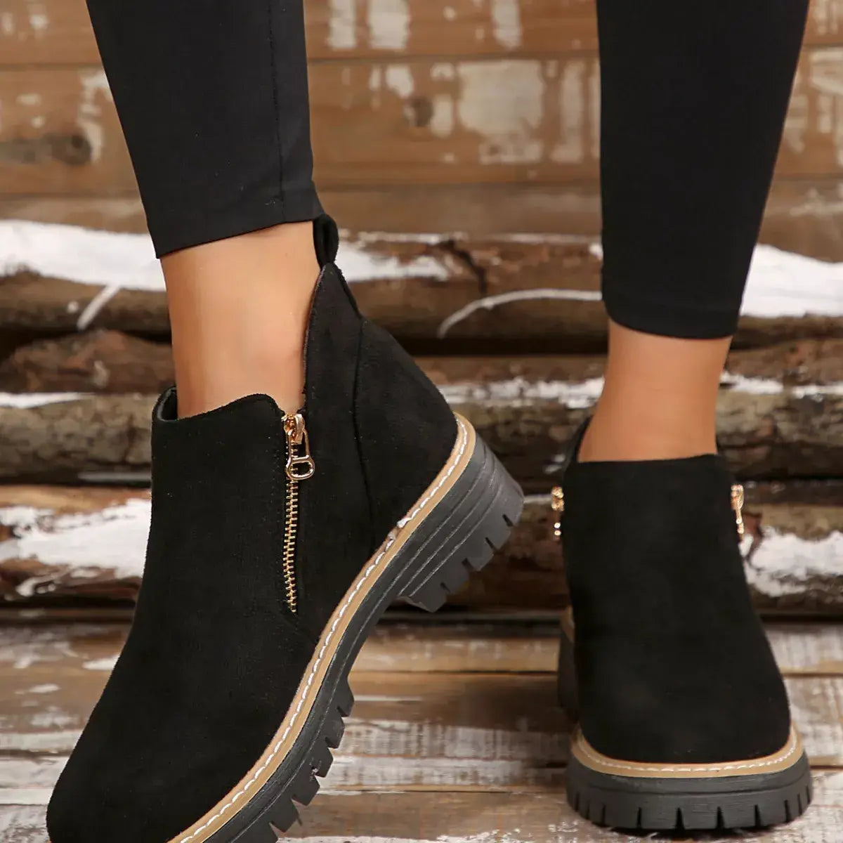 Side Zip Ankle Boots - Trendsi - Flyclothing LLC