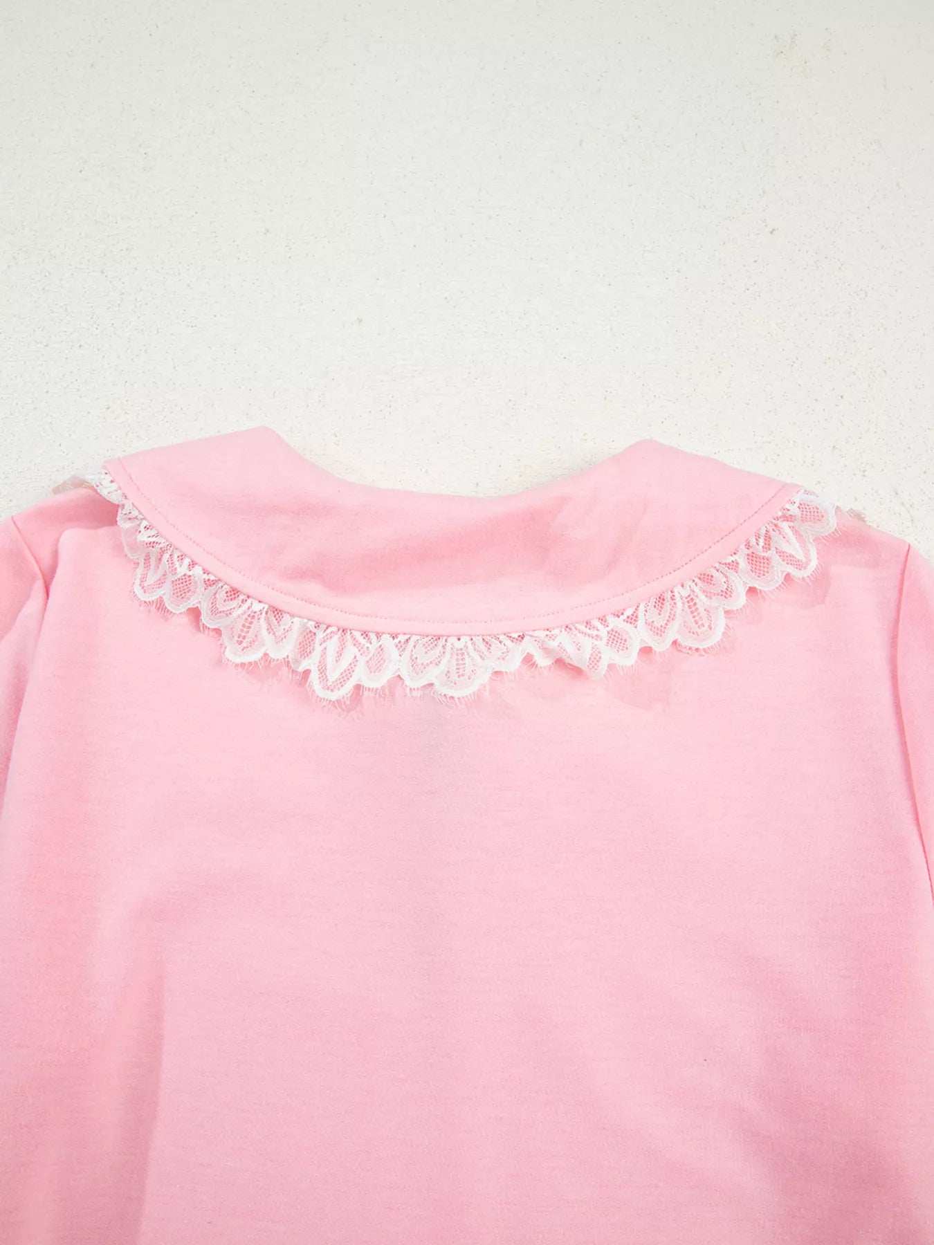 Peter Pan Lace Embellished Neck Sweatshirt and Skirt Two Piece Set - Trendsi - Flyclothing LLC