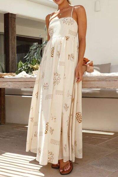 Printed Square Neck Maxi Cami Dress - Trendsi - Flyclothing LLC