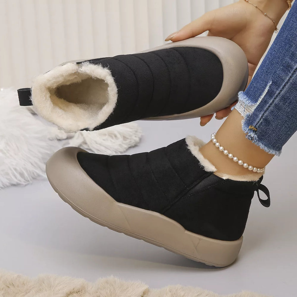 Warm Plush Lined Ankle Boots - Trendsi - Flyclothing LLC