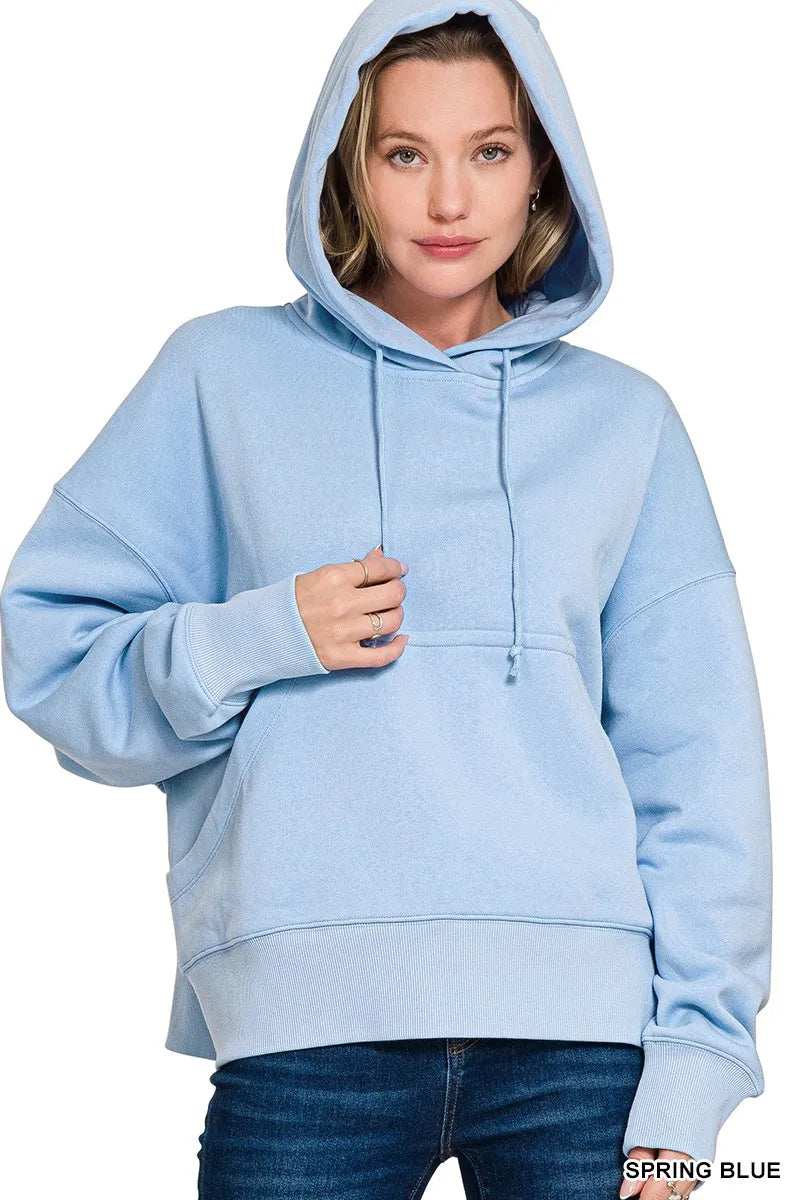 Zenana Oversized Fleece Kangaroo Pocket Hoodie - Trendsi - Flyclothing LLC