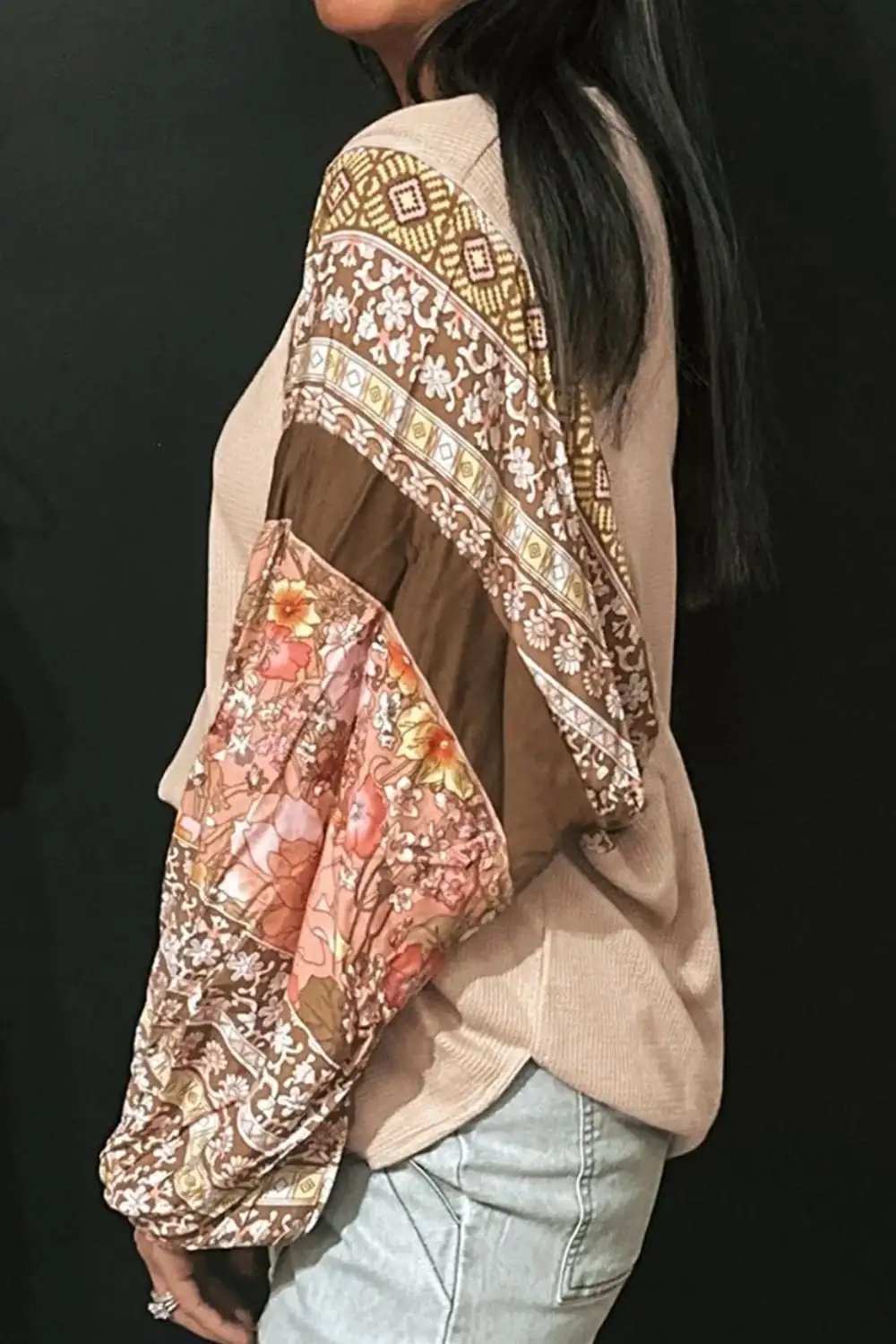 Printed Round Neck Long Sleeve Top - Trendsi - Flyclothing LLC