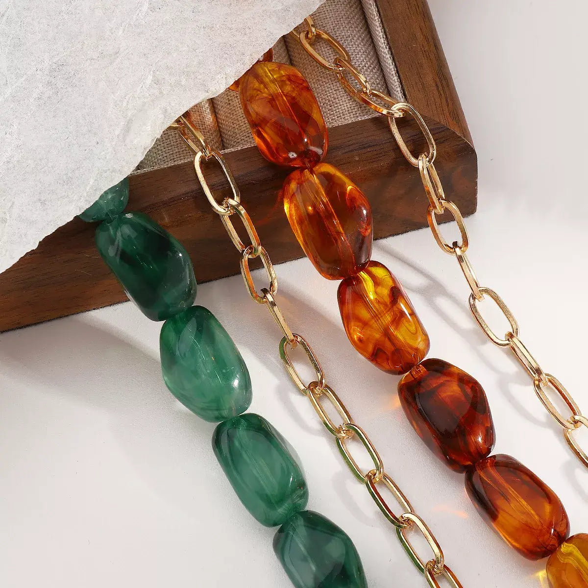 2 Piece Colorful Beaded Chain Necklace - Trendsi - Flyclothing LLC