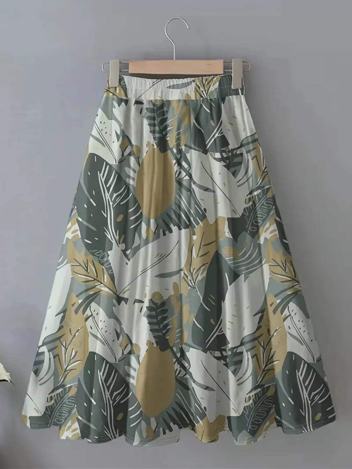 Printed Elastic Waist Skirt - Trendsi - Flyclothing LLC