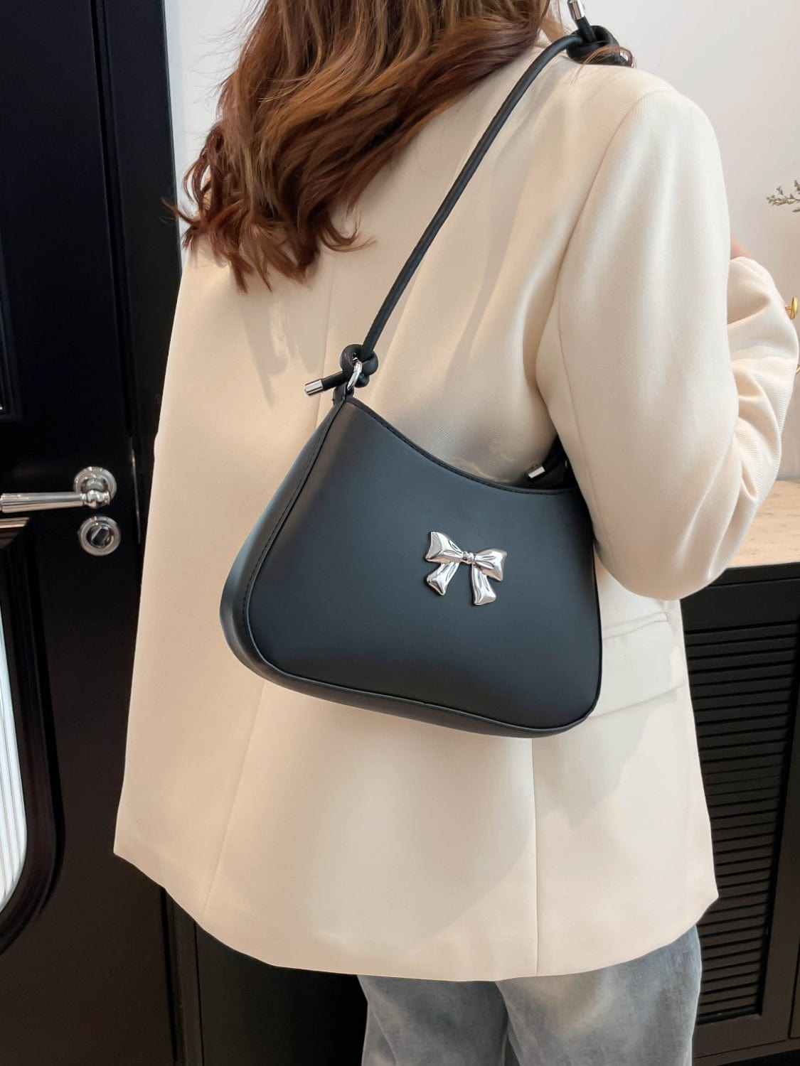 Bow PU Leather Knotted Strap Handbag - Trendsi