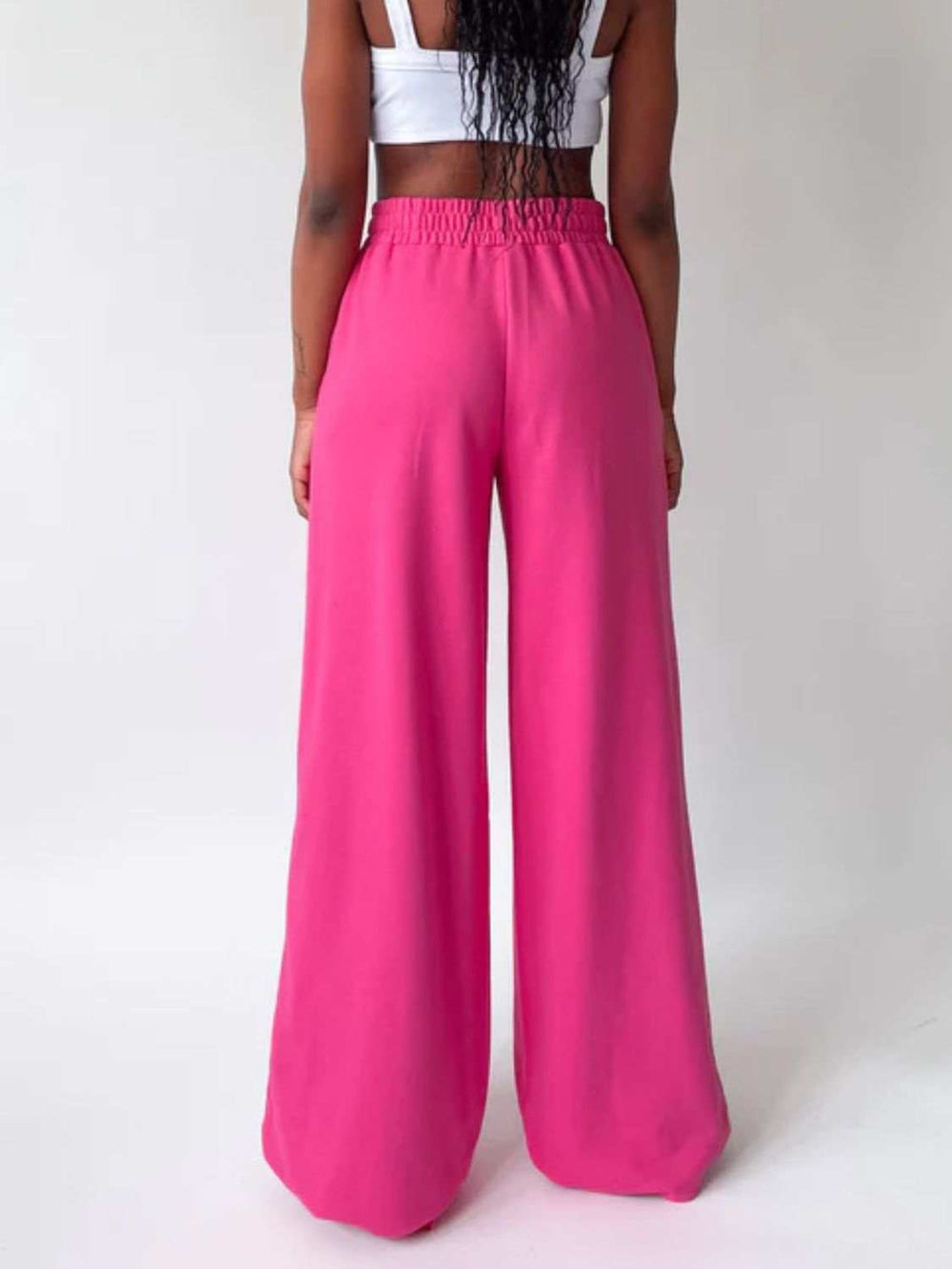 Elastic Waist Wide Leg Pants - Trendsi - Flyclothing LLC