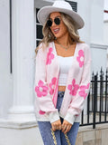 Angel Wings Flower Open Front Long Sleeve Cardigan - Trendsi