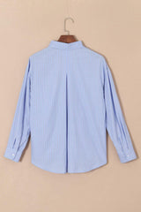 Striped Button Up Long Sleeve Shirt - Trendsi - Flyclothing LLC