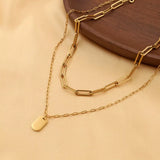 18K Gold-Plated Double Layered Necklace - Trendsi - Flyclothing LLC