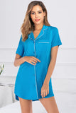 Contrast Piping Pocketed Short Sleeve Lounge Dress - Trendsi