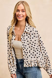 BiBi Crinkle Polka Dot Ruffled Hem Button Up Shirt Top - Trendsi - Flyclothing LLC