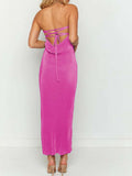 Lace-Up Back Tube Maxi Dress - Trendsi - Flyclothing LLC