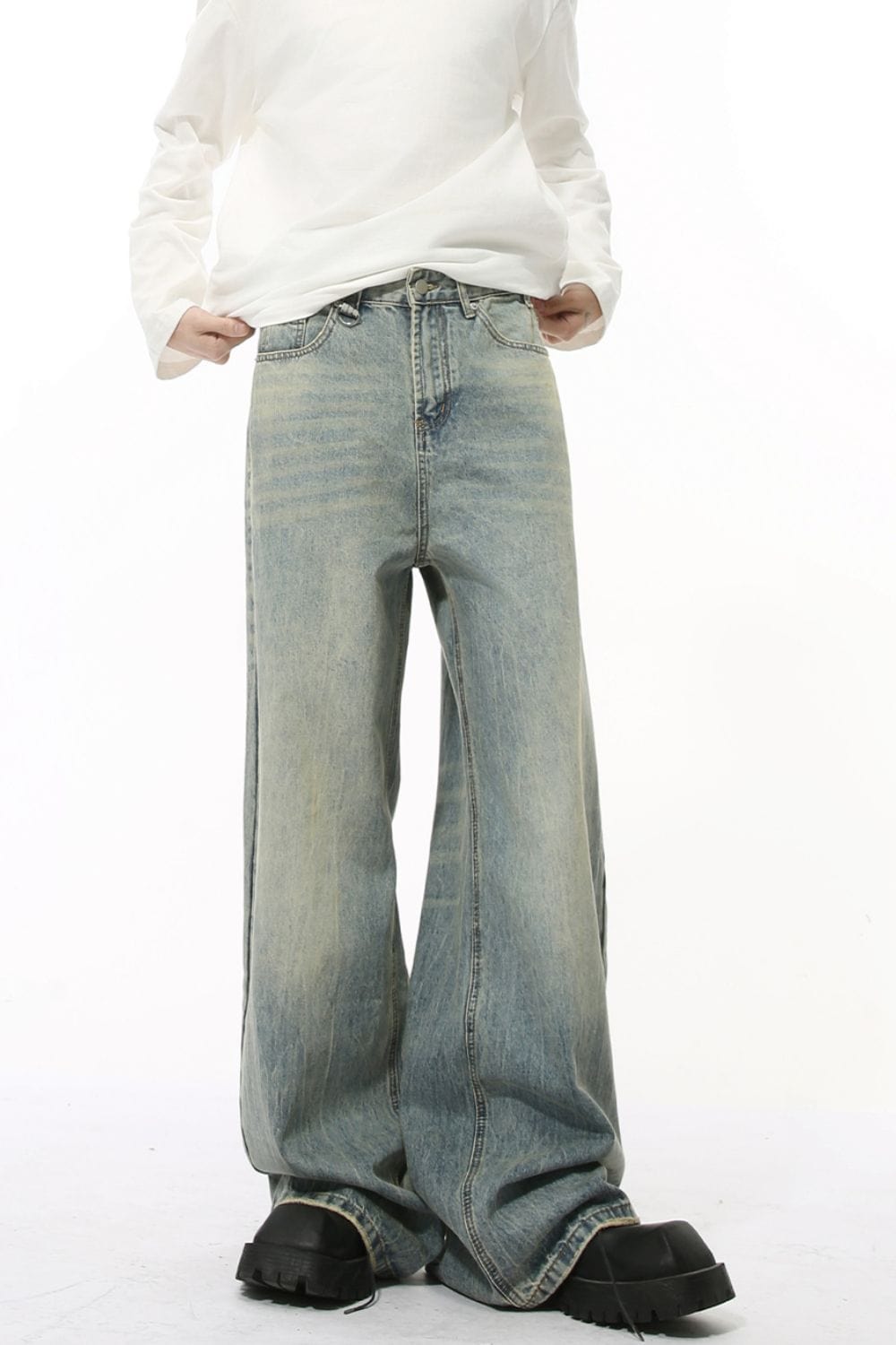 Wide Leg Jeans with Pockets - Trendsi