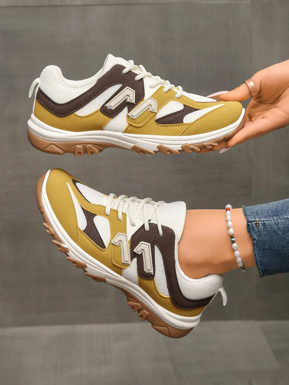 Contrast Lace Up Athletic - Trendsi - Flyclothing LLC