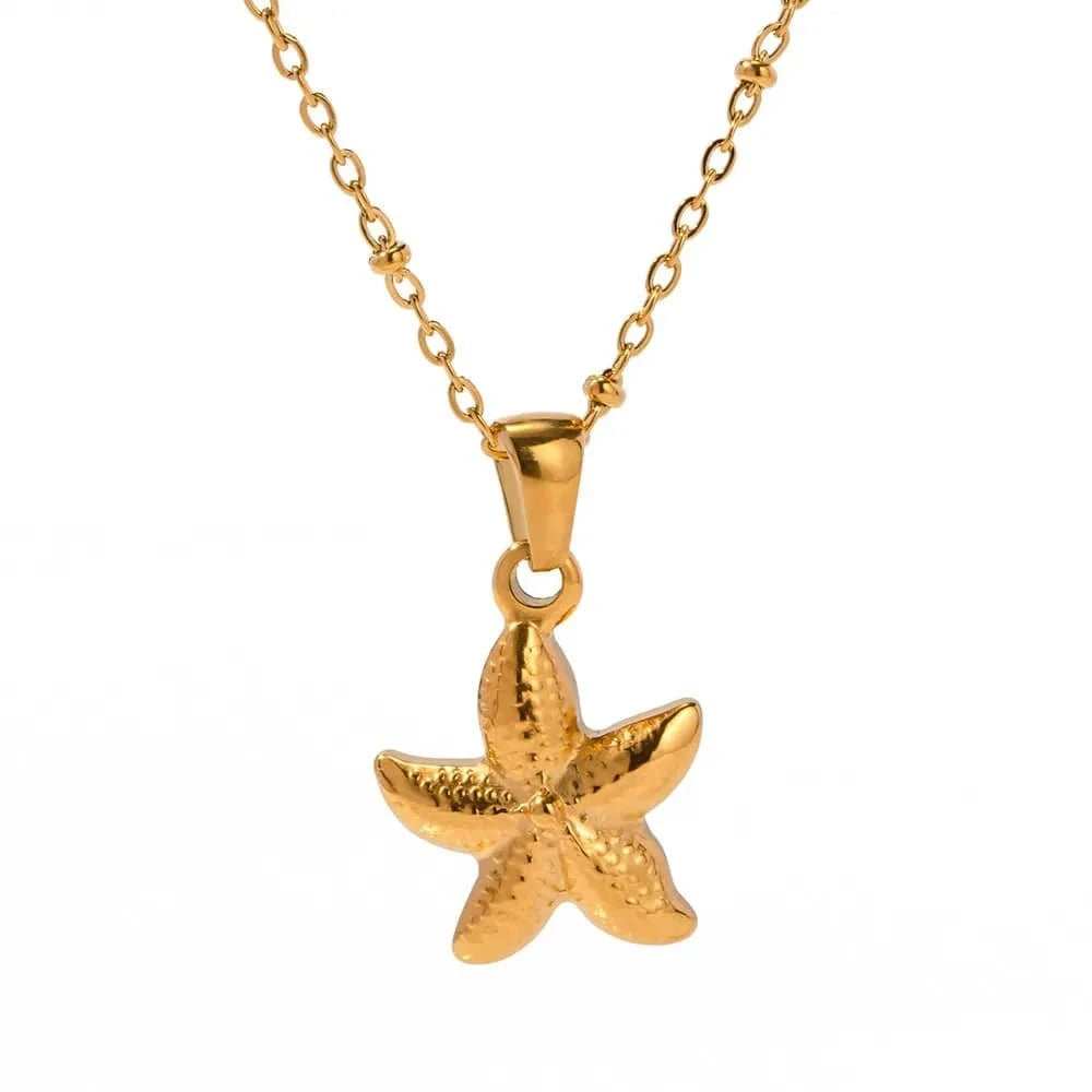 18K Gold Plated Starfish Pendant Necklace - Trendsi - Flyclothing LLC
