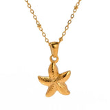 18K Gold Plated Starfish Pendant Necklace - Trendsi