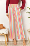 Double Take Striped Smocked Waist Pants with Pockets - Trendsi