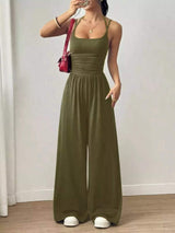 Spaghetti Strap Wide Leg Jumpsuit - Trendsi - Flyclothing LLC